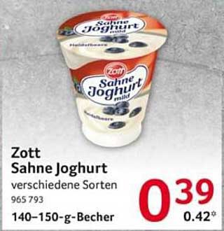 Zott Sahne Joghurt verschiedene Sorten 140-150-g-Becher