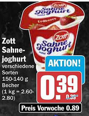 Zott Sahnejoghurt verschiedene Sorten 150-140 g Becher