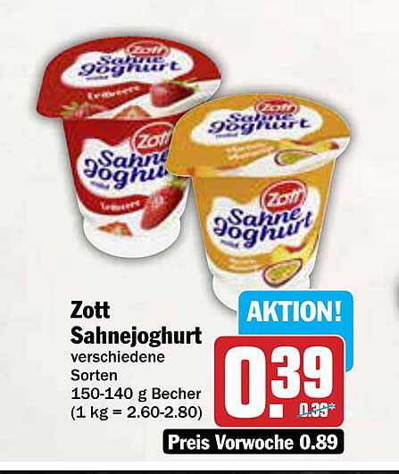 Zott Sahnejoghurt verschiedene Sorten