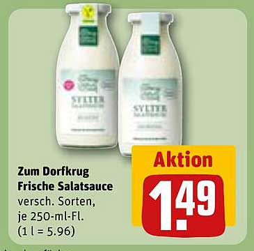 Zum Dorfkrug Frische Salatsauce, verschiedene Sorten, je 250-ml-Fl.