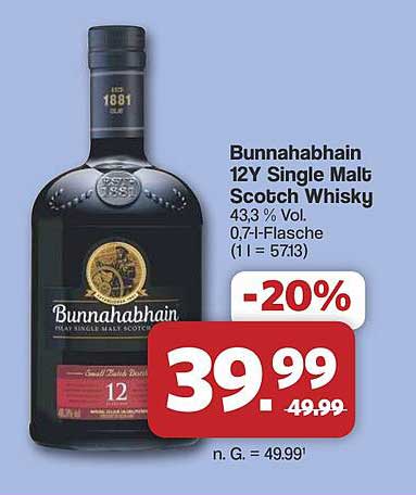 Bunnahabhain 12Y Single Malt Scotch Whisky