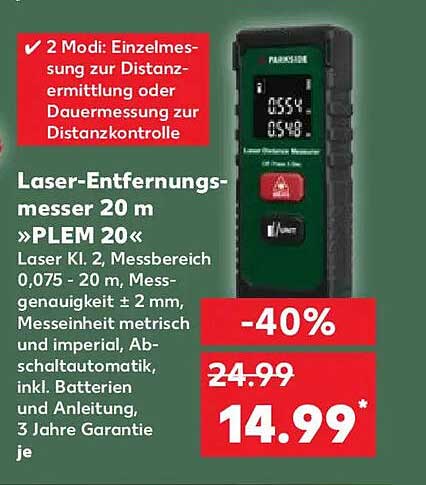 Laser-Entfernungsmesser 20 m »PLEM 20«
