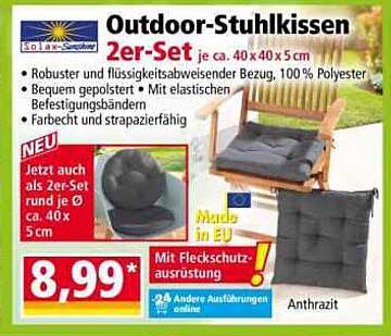 Outdoor-Stuhlkissen 2er-Set je ca. 40 x 40 x 5 cm