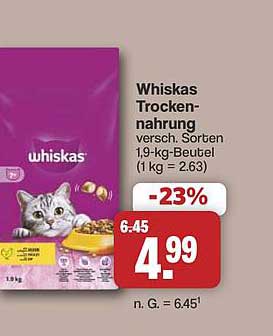 Whiskas Trocken-nahrung versch. Sorten 1,9-kg-Beutel (1 kg = 2.63)