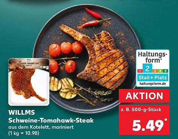 WILLMS Schweine-Tomahawk-Steak aus dem Kotelett, mariniert