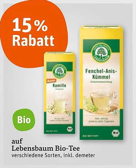 15 % Rabatt auf Lebensbaum Bio-Tee - verschiedene Sorten, inkl. demeter