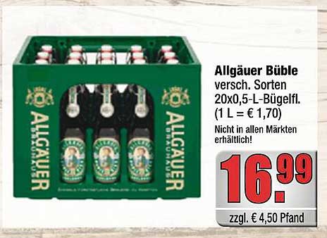 Allgäuer Bieble 20x0,5-L-Bügelflaschen - Verschiedene Sorten