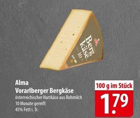 Alma Vorarlberger Bergkäse – Österreichischer Hartkäse aus Rohmilch