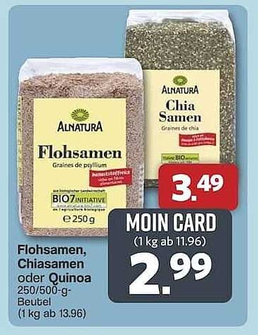 Alnatura Flohsamen, Chiasamen oder Quinoa 250/500 g Beutel