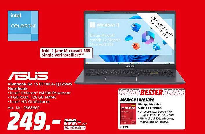 ASUS Vivobook Go 15 E510KA-EJ225WS Notebook