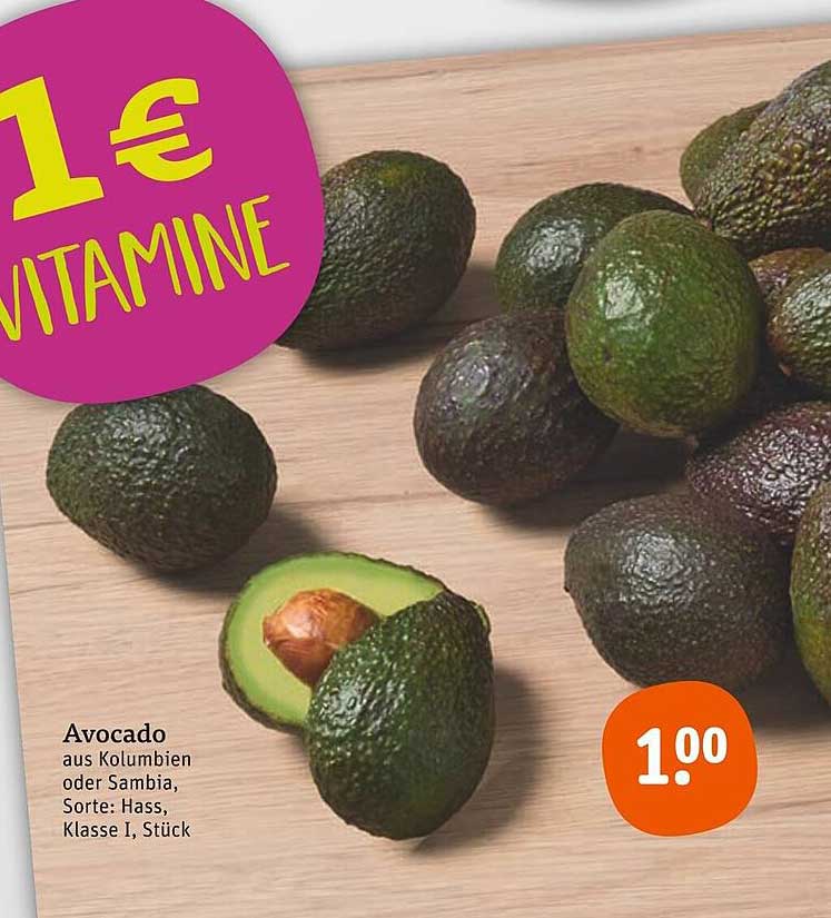 Avocado aus Kolumbien oder Sambia, Sorte: Hass, Klasse I, Stück