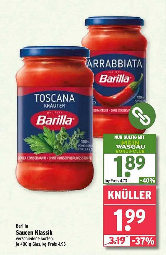 Barilla Saucen Klassik – Verschiedene Sorten 400-g-Glas