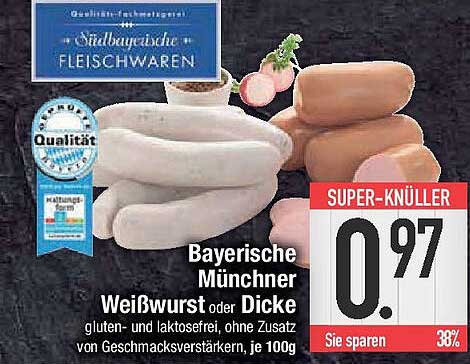 Bayerische Münchner Weißwurst oder Dicke