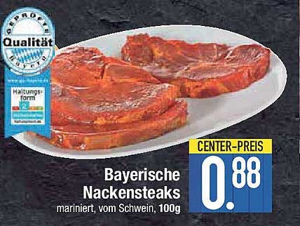Bayerische Nackensteaks, mariniert, vom Schwein, 100g