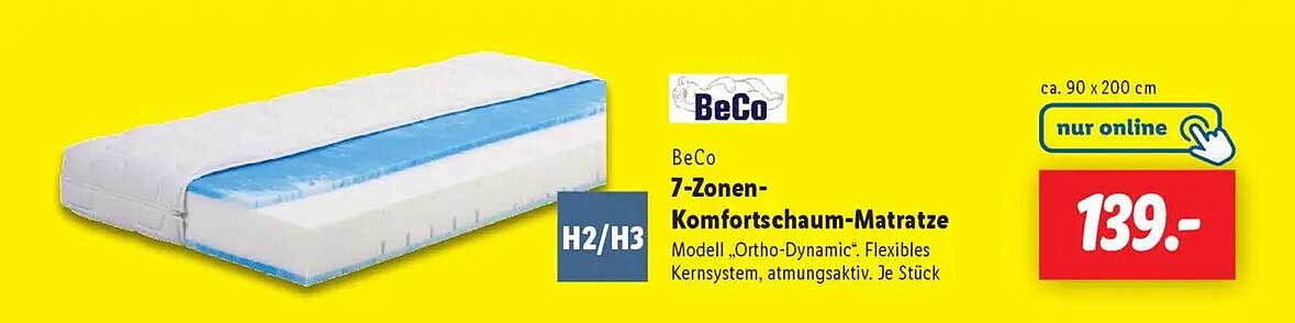 BeCo 7-Zonen-Komfortschaum-Matratze - Modell „Ortho-Dynamic“