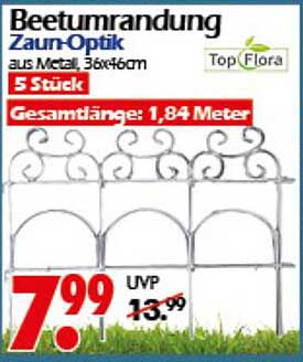 Beetumrandung Zaun-Optik aus Metall, 5 Stück