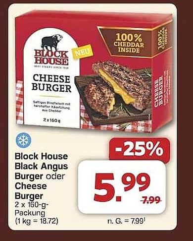 Block House Black Angus Burger oder Cheese Burger