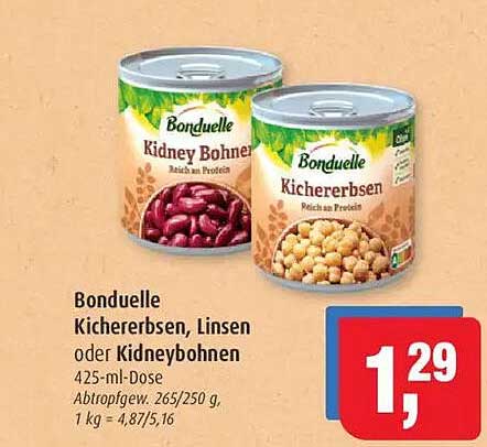Bonduelle Kichererbsen, Linsen oder Kidneybohnen 425-ml-Dose