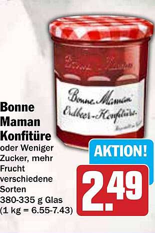 Bonne Maman Konfitüre oder Weniger Zucker, mehr Frucht verschiedene Sorten 380-335 g Glas