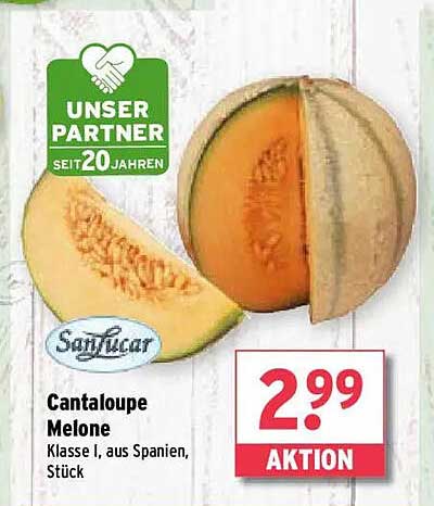 Cantaloupe Melone - Klasse I, aus Spanien, Stück