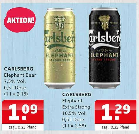 Carlsberg Elephant Bier und Elephant Extra Strong Bier in der Dose