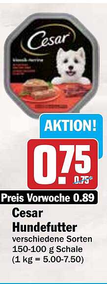Cesar Hundefutter verschiedene Sorten 150-100 g Schale