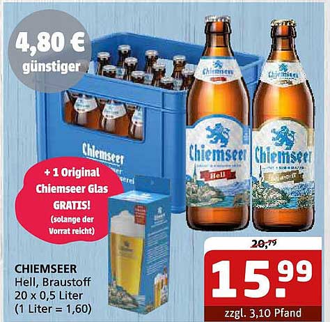 CHIEMSEER Hell, Braustoff 20 x 0,5 Liter