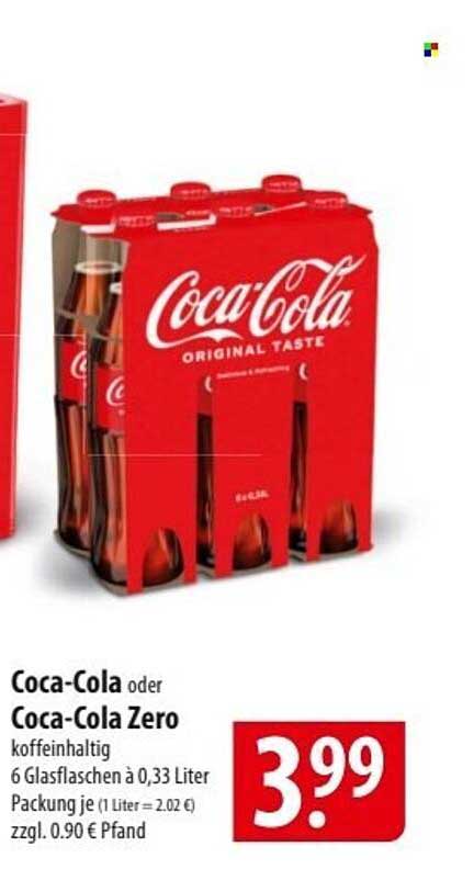 Coca-Cola oder Coca-Cola Zero 6er Packung
