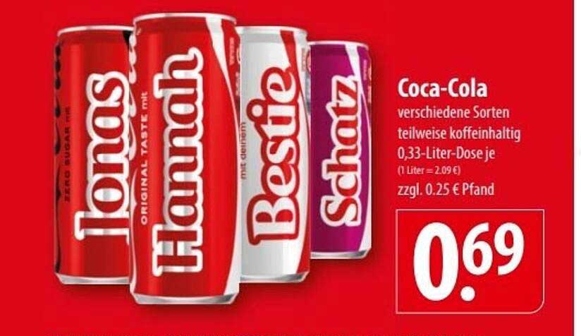 Coca-Cola verschiedene Sorten teilw. koffeinhaltig 0,33-Liter-Dose je