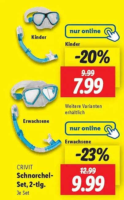 CRIVIT Schnorchel-Set, 2-tlg. Je Set