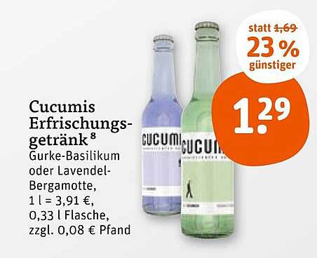 Cucumis Erfrischungsgetränk - Gurke-Basilikum oder Lavendel-Bergamotte