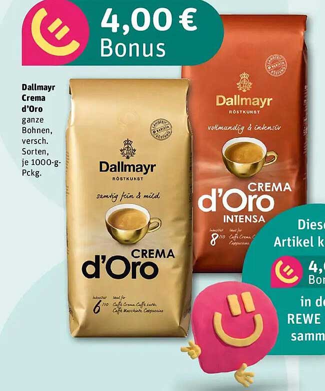 Dallmayr Crema d’Oro ganze Bohnen, verschiedene Sorten, je 1000-g-Packung