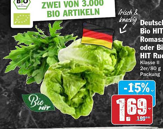 Deutsch Bio HIT Romasalat oder HIT Rucola