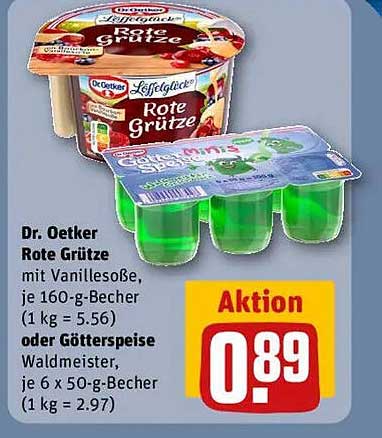 Dr. Oetker Rote Grütze mit Vanillesoße, je 160-g-Becher