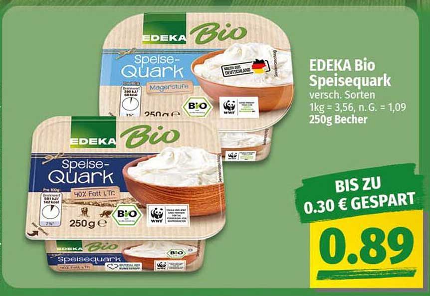 EDEKA Bio Speisequark (versch. Sorten) 250g Becher