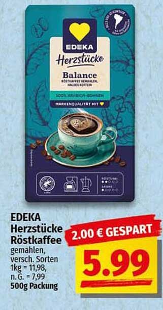 EDEKA Herzstücke Röstkaffee - 500g Packung