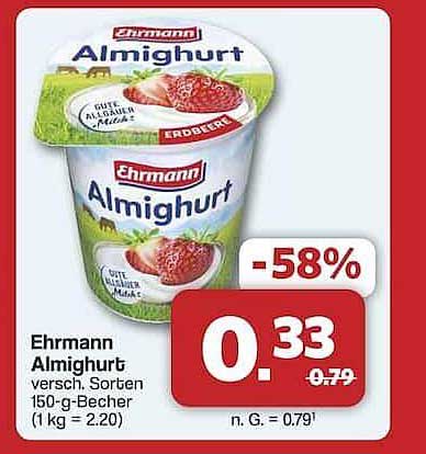 Ehrmann Almighurt - verschiedene Sorten 150-g-Becher