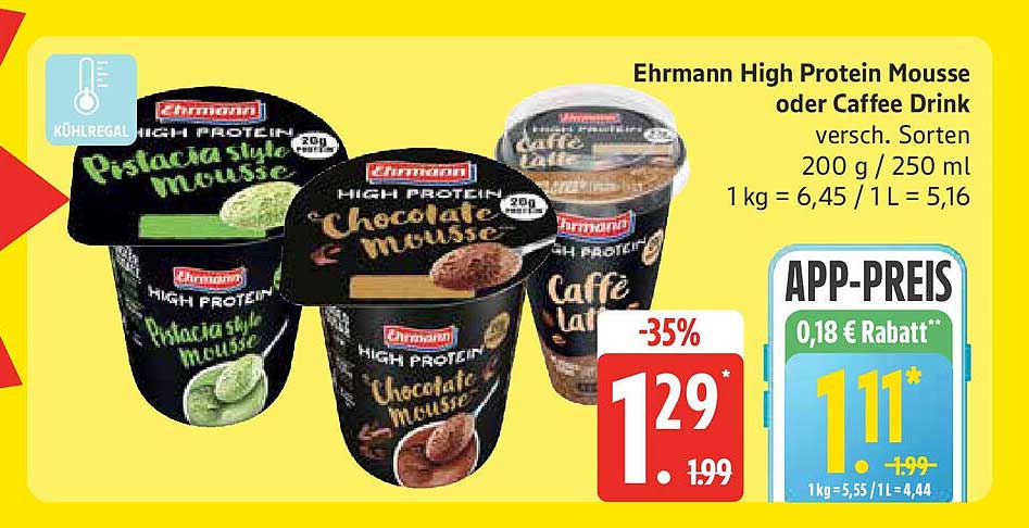 Ehrmann High Protein Mousse oder Coffee Drink - verschiedene Sorten