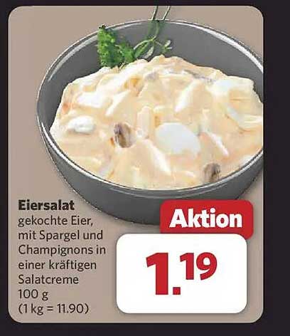 Eiersalat – gekochte Eier mit Spargel und Champignons in einer kräftigen Salatcreme 100 g