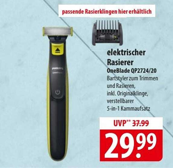 elektrischer Rasierer OneBlade QP2724/20