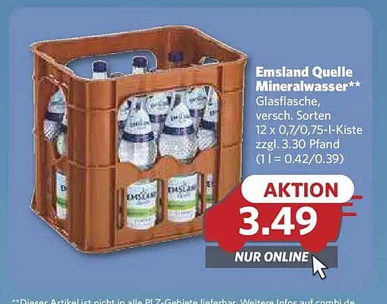 Emsland Quelle Mineralwasser 12 x 0,7/0,75-L-Kiste