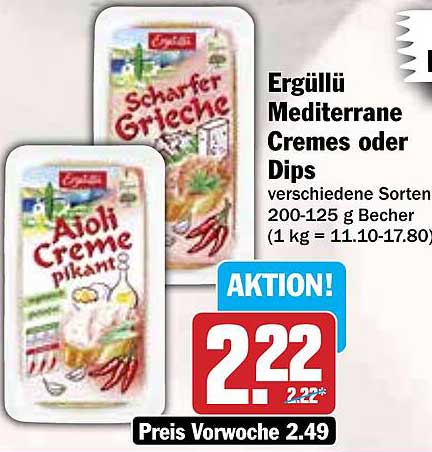 Ergüllü Mediterrane Cremes oder Dips - verschiedene Sorten, 200 g Becher
