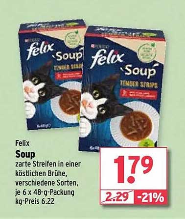 Felix Soup zarte Streifen in einer köstlichen Brühe