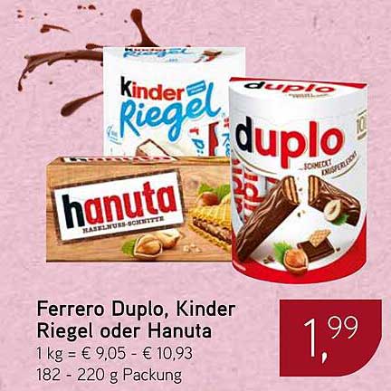 Ferrero Duplo, Kinder Riegel oder Hanuta