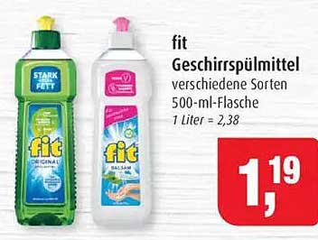 fit Geschirrspülmittel verschiedene Sorten 500-ml-Flasche