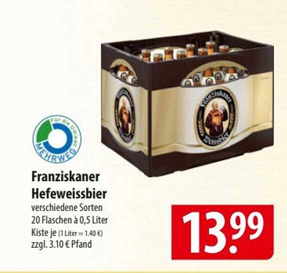 Franziskaner Hefeweissbier - 20 Flaschen à 0,5 Liter