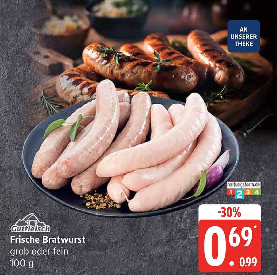 Frische Bratwurst grob oder fein 100 g