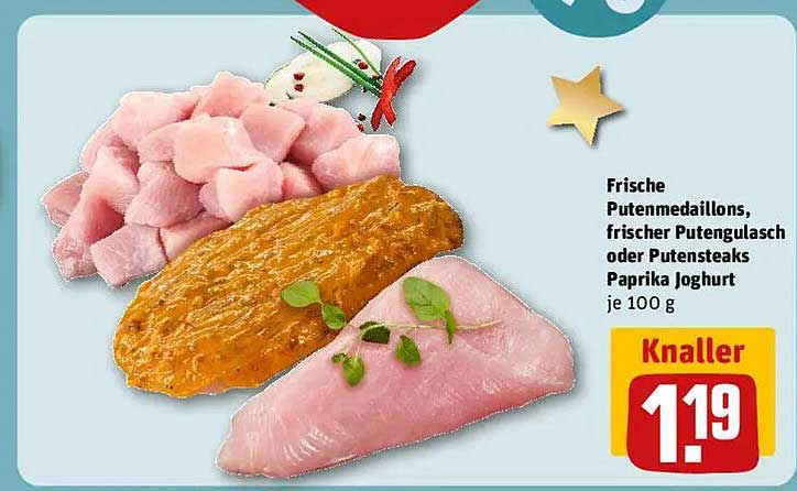 Frische Putencuts: Putenschnitzel, Putengulasch oder Putencuts Paprika Jogurt