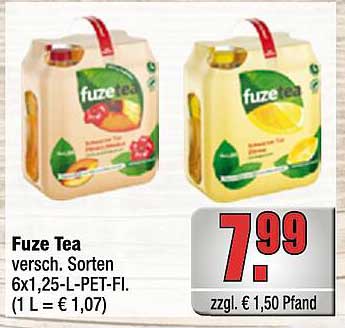 Fuze Tea 6x1,25-L-PET-FI in verschiedenen Sorten