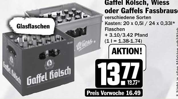 Gaffel Kölsch, Wiess oder Gaffels Fassbraus – Kasten mit verschiedenen Sorten